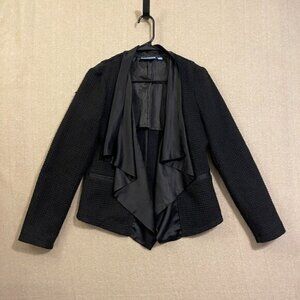 Simply Vera Jacket Women's Medium Black Open Front Long Sleeves 12% Wool